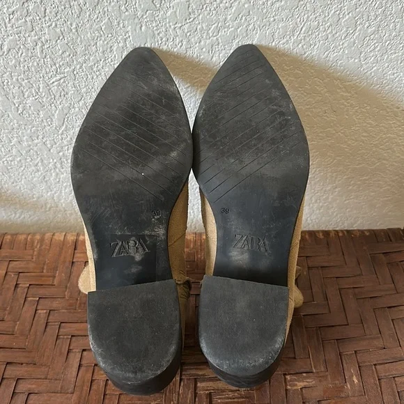 Zara Leather Split Suede Pointed Toe Cowboy Ankle Boots Size 39 | 8 - Picture 14 of 14